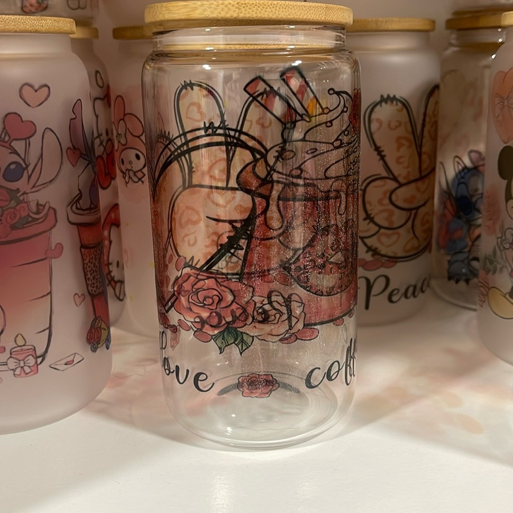 Clear Peace Love Coffee Tumbler